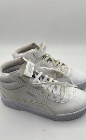 Puma White High-Top Sneakers with Velcro Strap